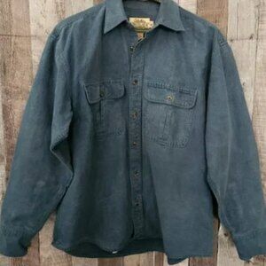 CABELA'S Blue Long Sleeve Deerskin Soft Chamois SHIRT SHACKET Men's Large Y2k